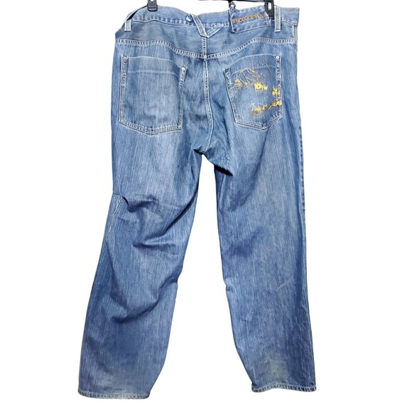 VTG 90s Baggie Jeans Men’s 40 – Distressed Hip Hop Grunge Streetwear Denim Y2K - Picture 2 of 16